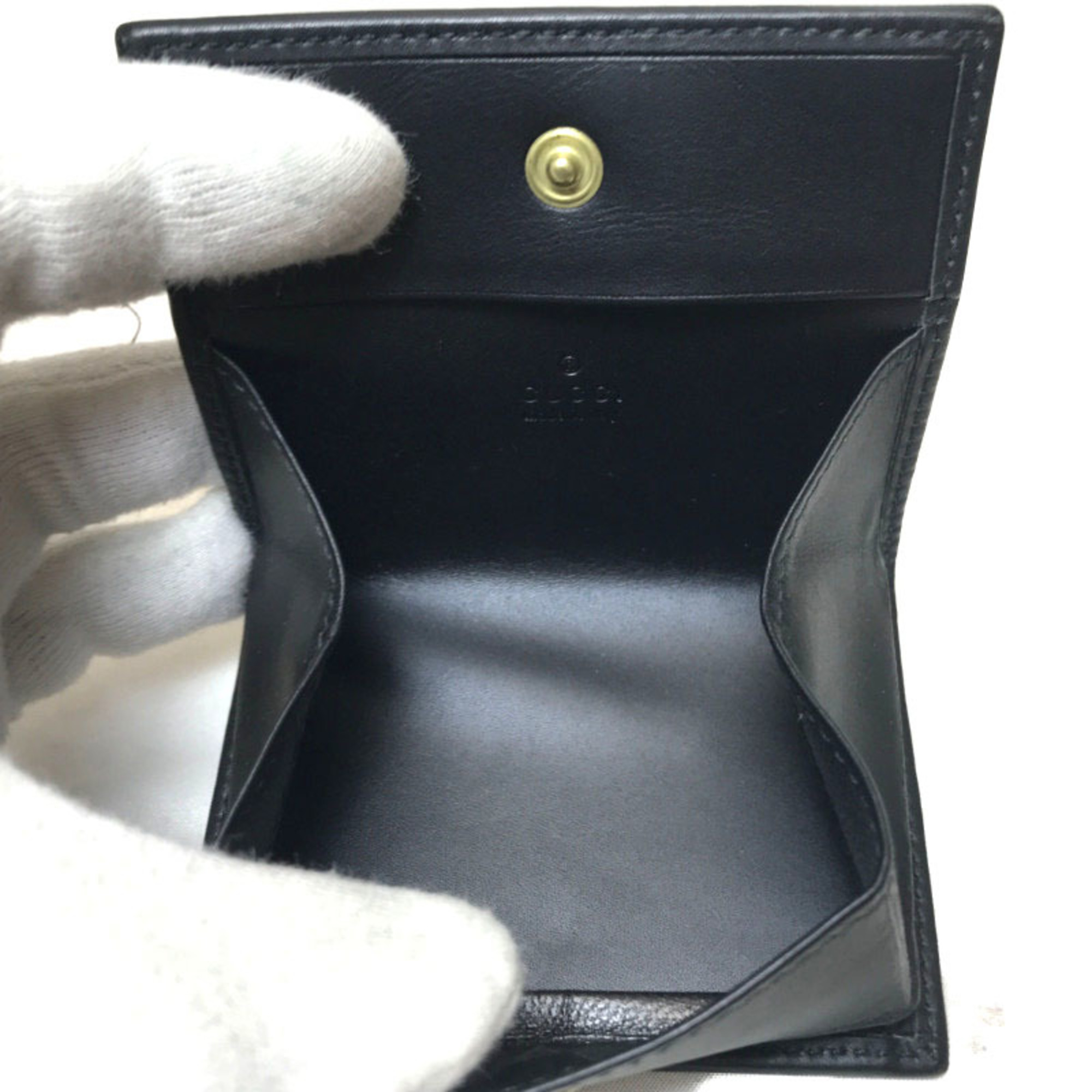 GUCCI Coin Case Purse Wallet Black Leather 2184 90695 Men's Women's