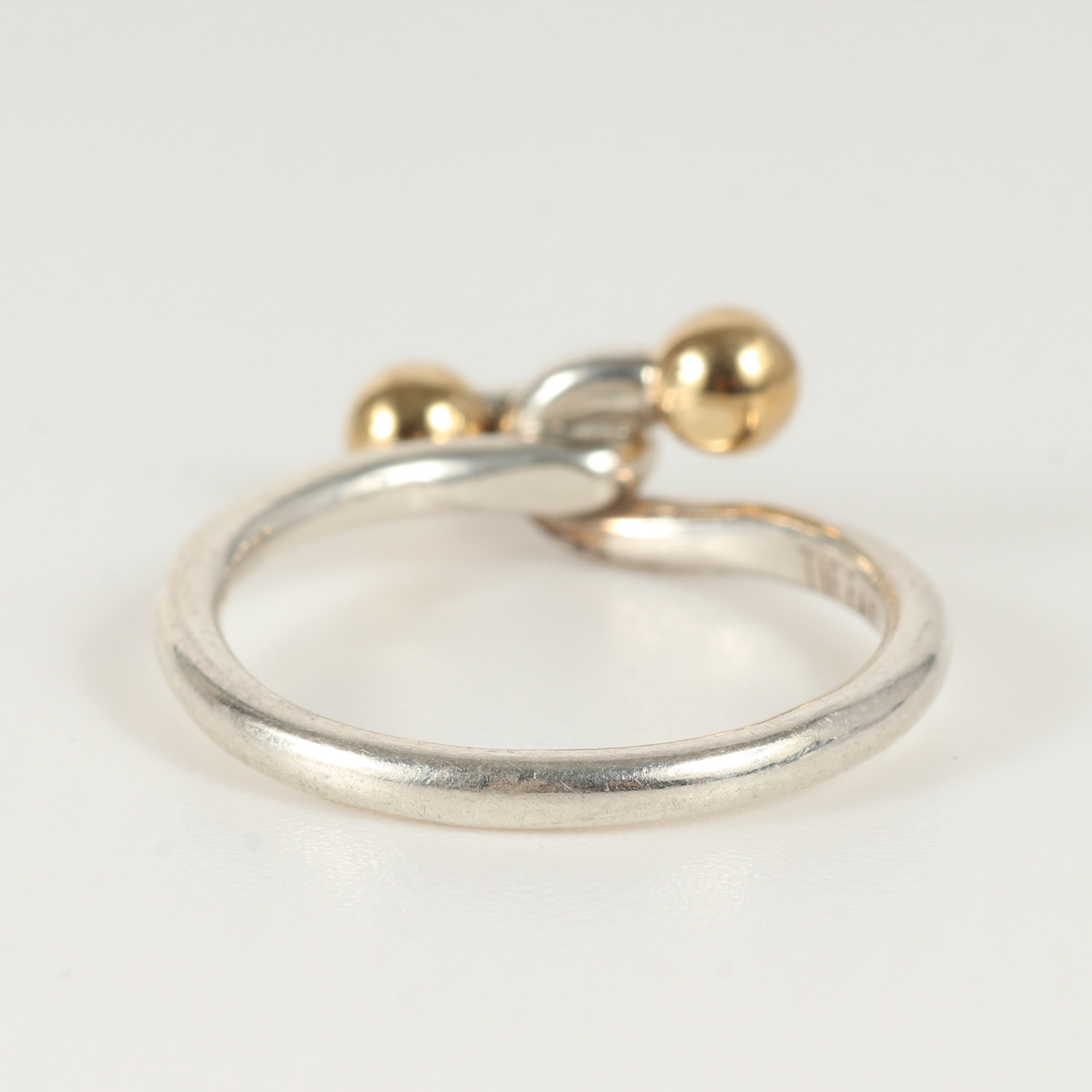 TIFFANY&Co. Tiffany Size: 12 Hook & Double Eye Combination Ring Silver 925 AU750 Gold Men's