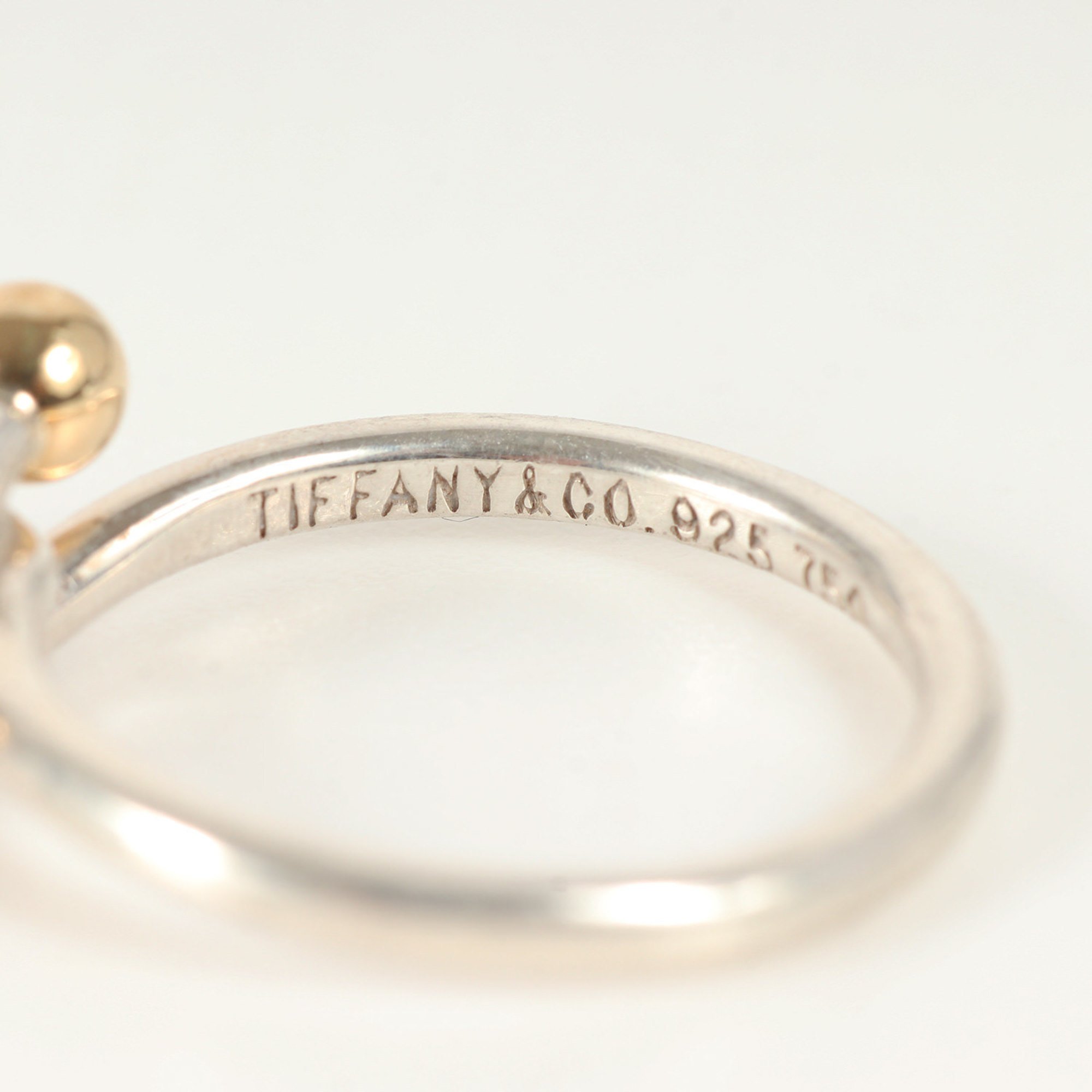 TIFFANY&Co. Tiffany Size: 12 Hook & Double Eye Combination Ring Silver 925 AU750 Gold Men's