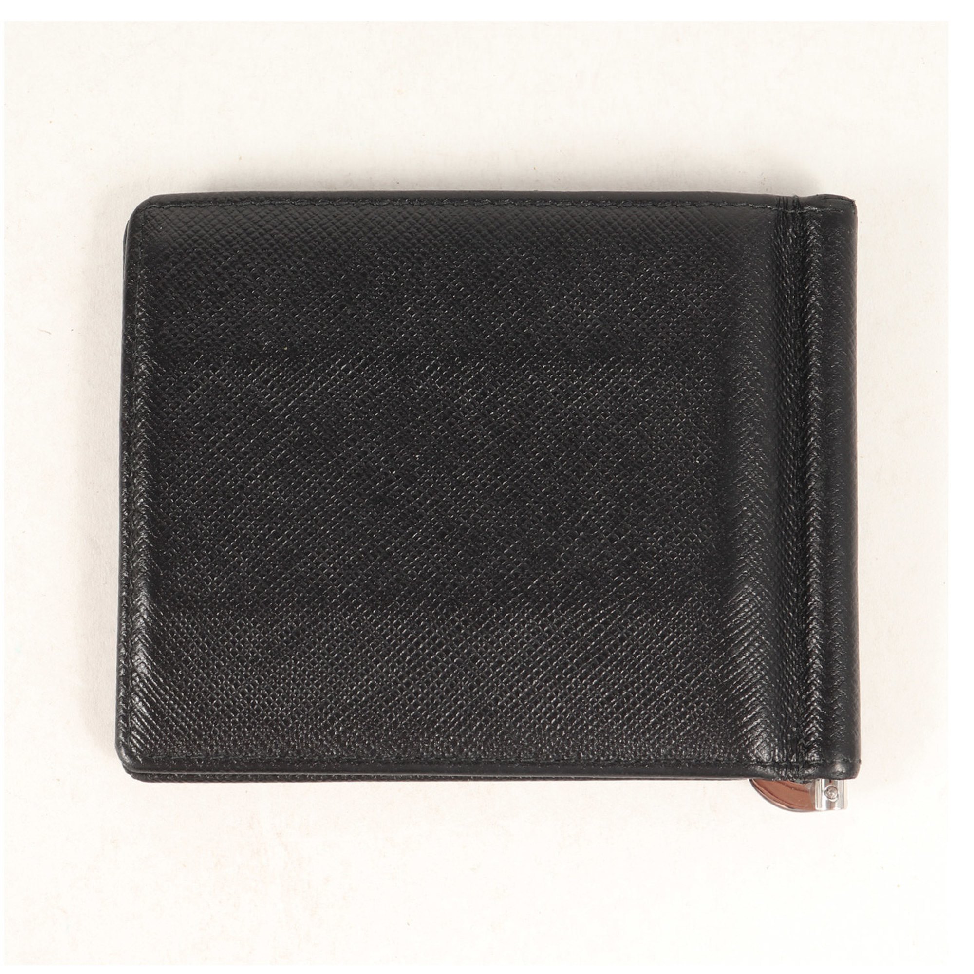 PRADA Prada Embossed Saffiano Leather Bi-Fold Money Clip Wallet Black Men's