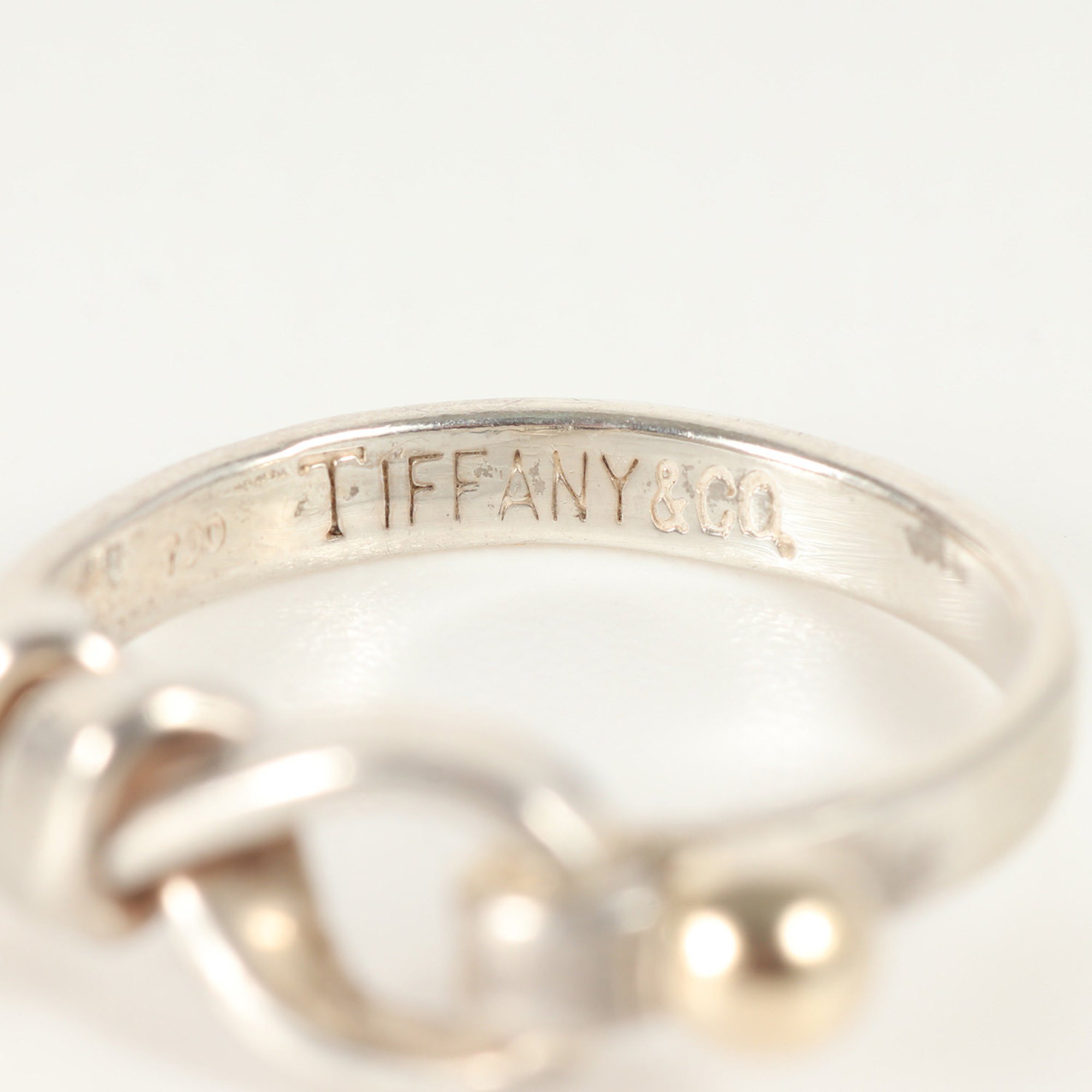 TIFFANY&Co. Tiffany Size: 11 Knot Hook & Eye Combination Ring Silver 925 AU750 Gold Men's