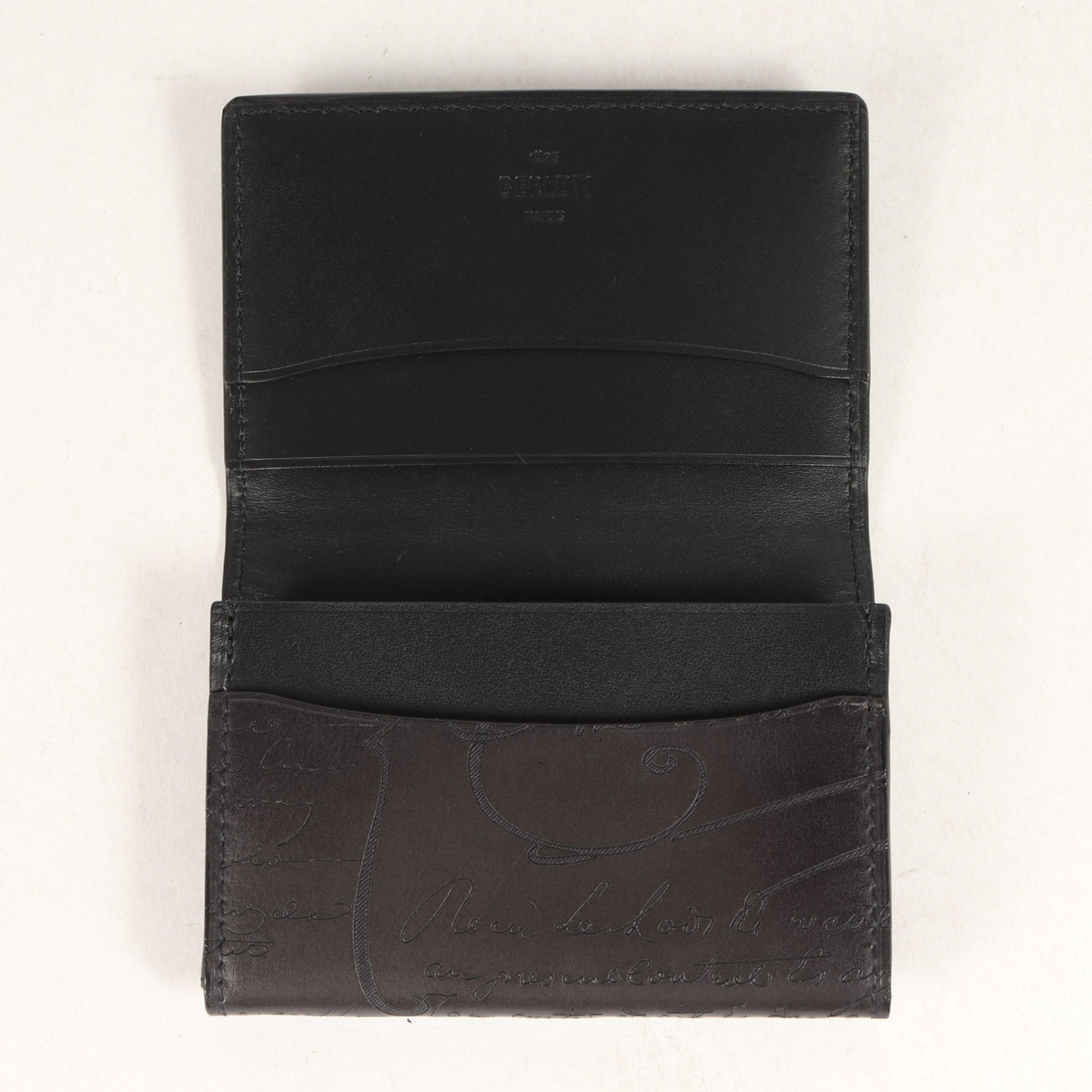 Berluti Current Model Imbuia Scritto Leather Card Holder / Business Case F1203P Charcoal Gray Men's