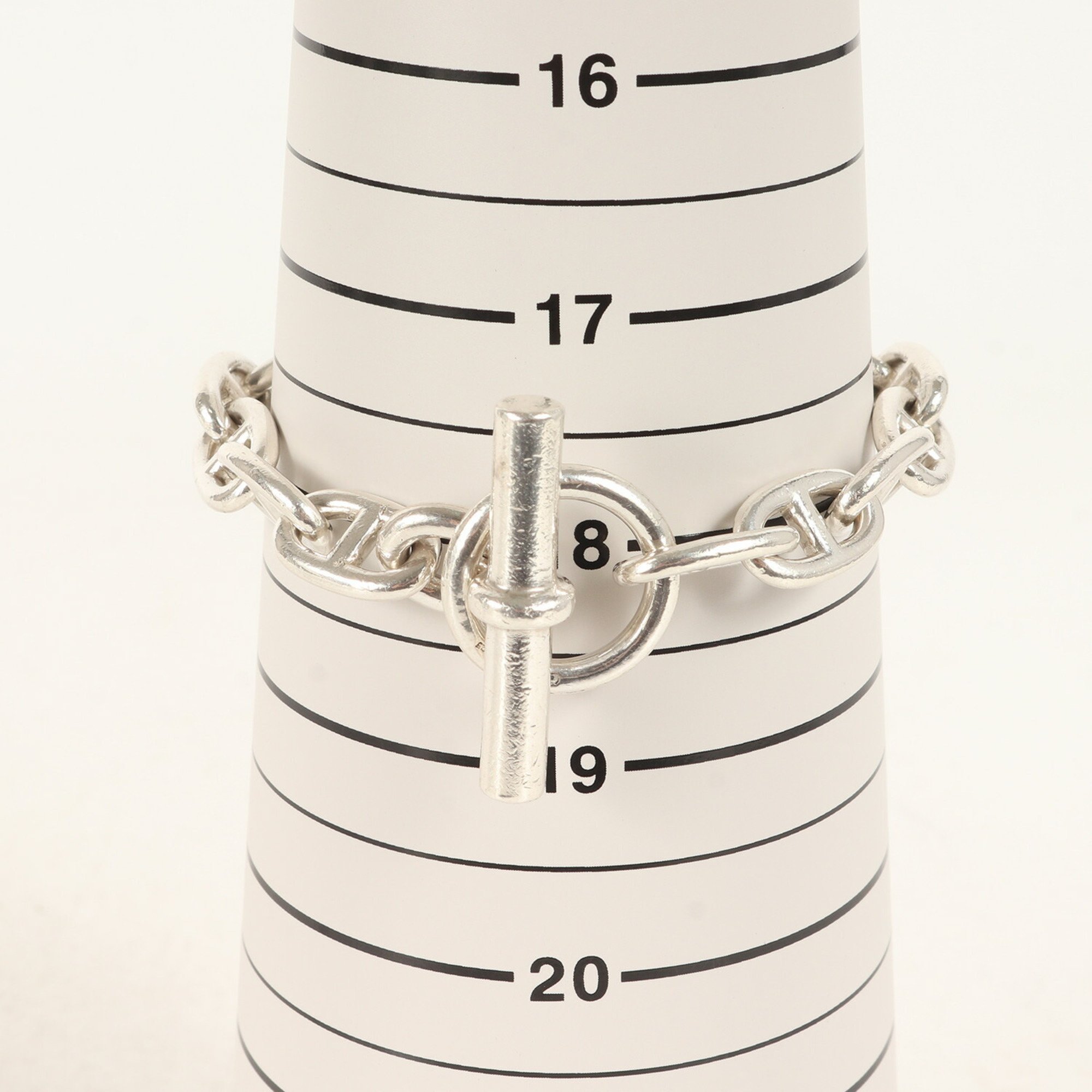 HERMES Chaine dancre Bracelet MM 16Link Silver Handmade Stamped Ag925 16 Links Men's