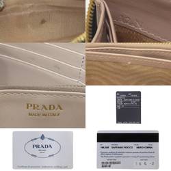 PRADA Prada Round Ribbon Long Wallet Black x Beige 1ML506 Guarantee Card