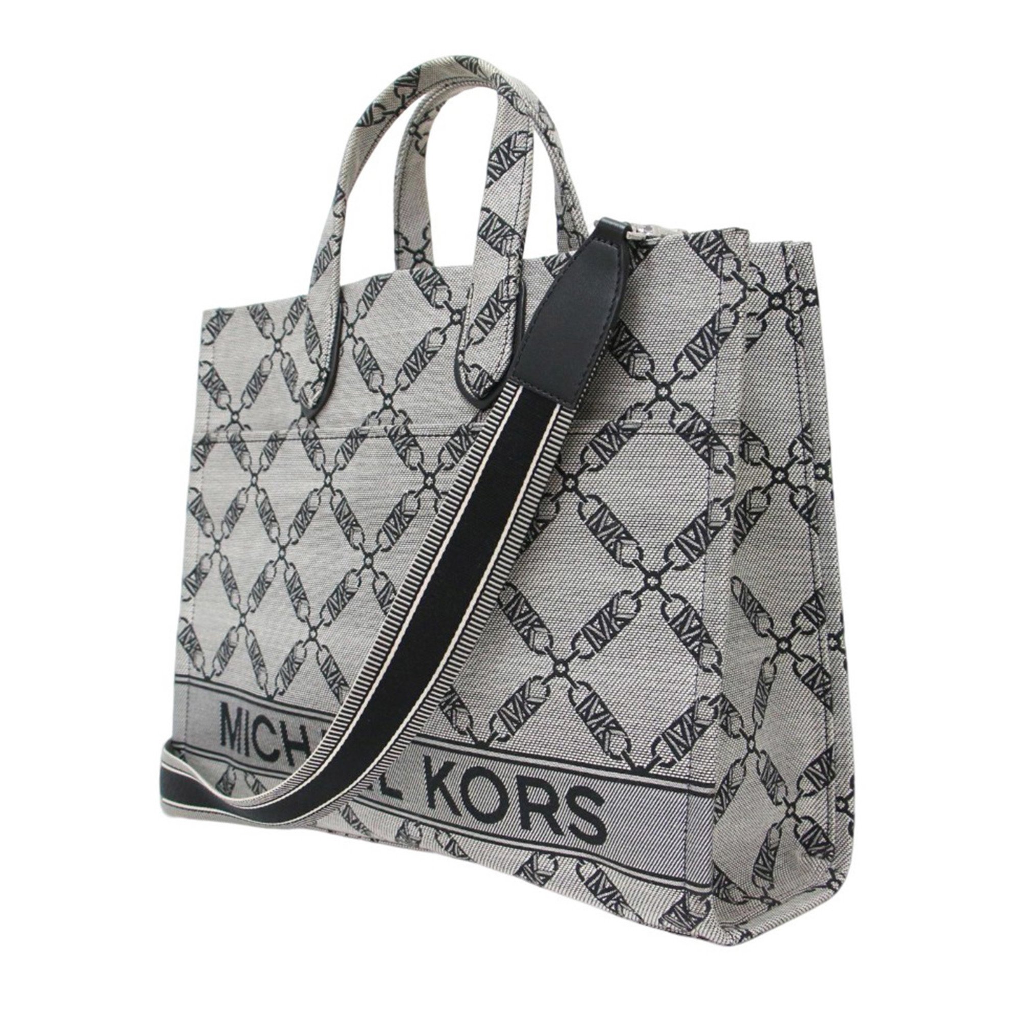 MICHAEL KORS 24 GIGI Empire Jacquard Tote Bag Shoulder Grey Women's