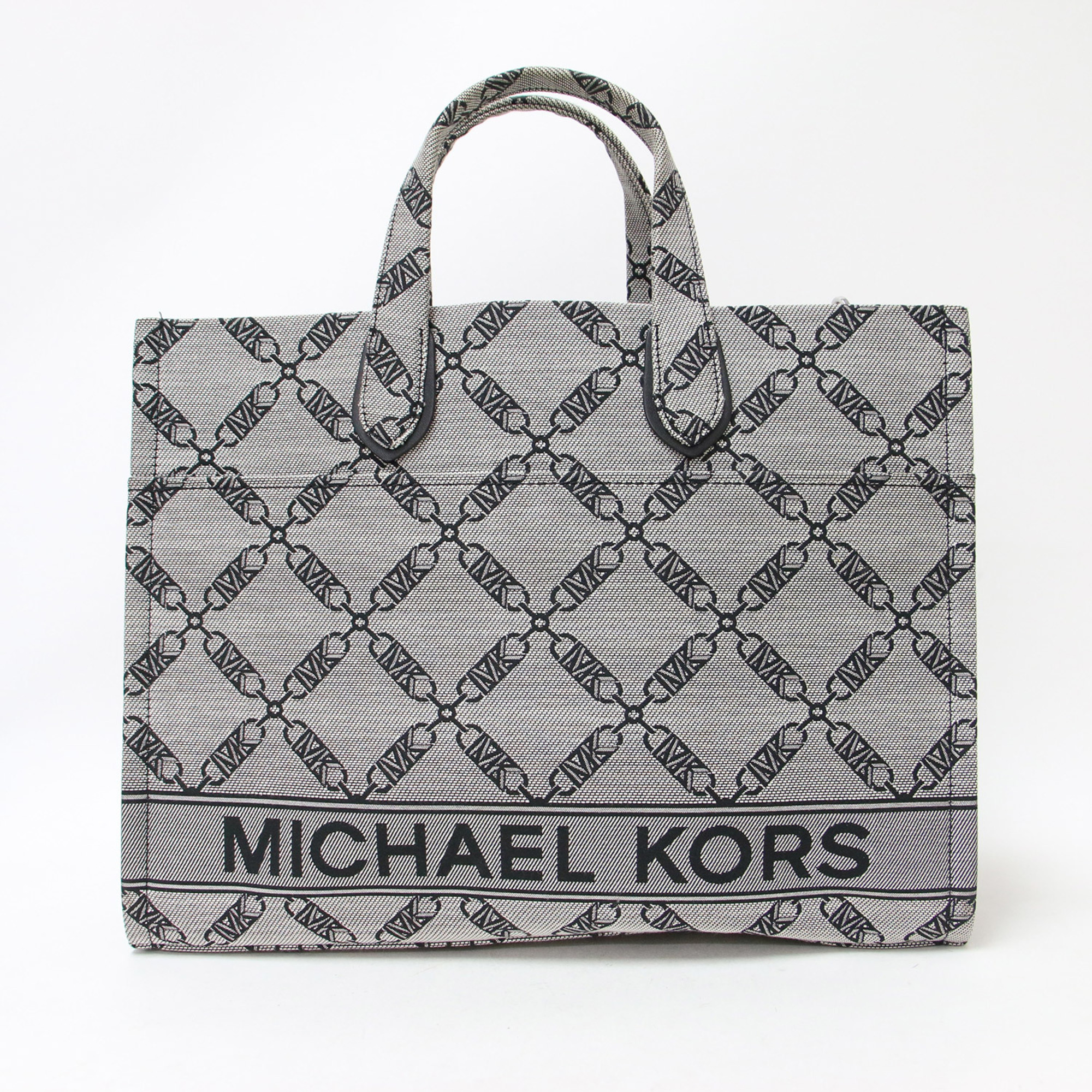 MICHAEL KORS 24 GIGI Empire Jacquard Tote Bag Shoulder Grey Women's