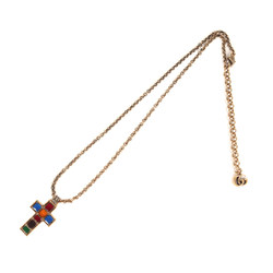 GUCCI Gucci processed color stone small cross necklace stained glass luxury gold multicolor men's