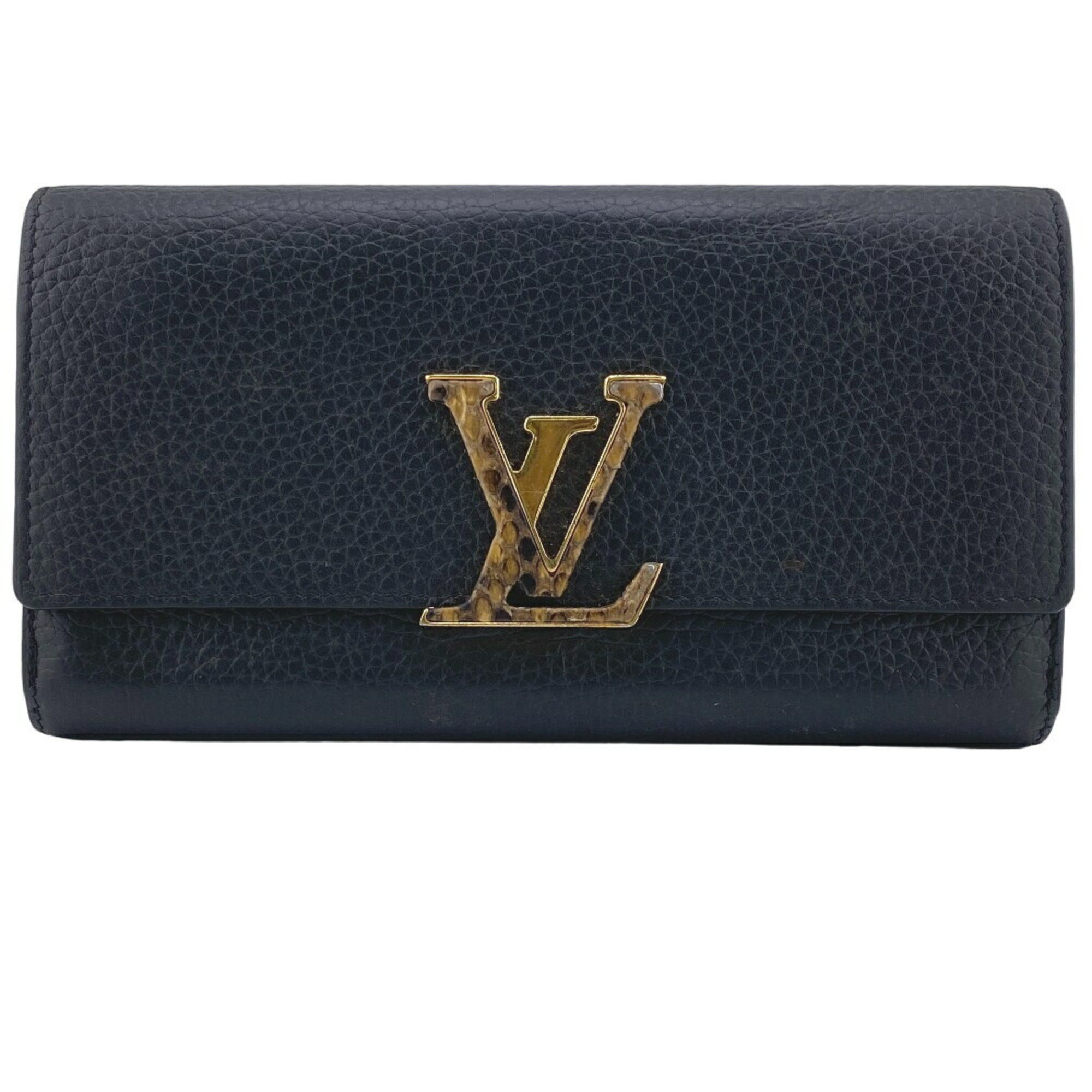 LOUIS VUITTON N90129 Portefeuille Capucines Long Wallet Black Women's