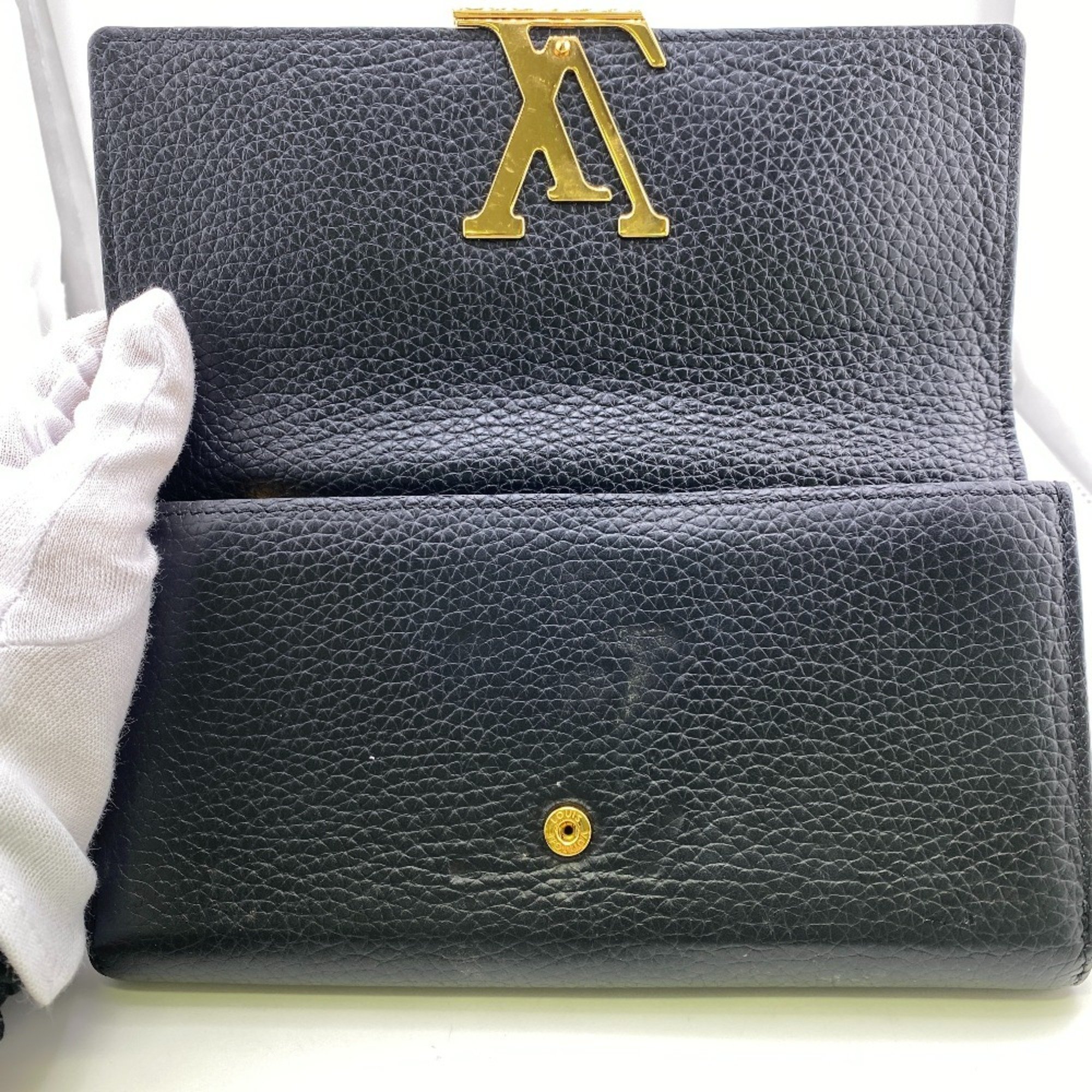 LOUIS VUITTON N90129 Portefeuille Capucines Long Wallet Black Women's