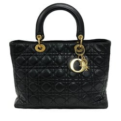 Christian Dior Lady Cannage Large Handbag Black Women's