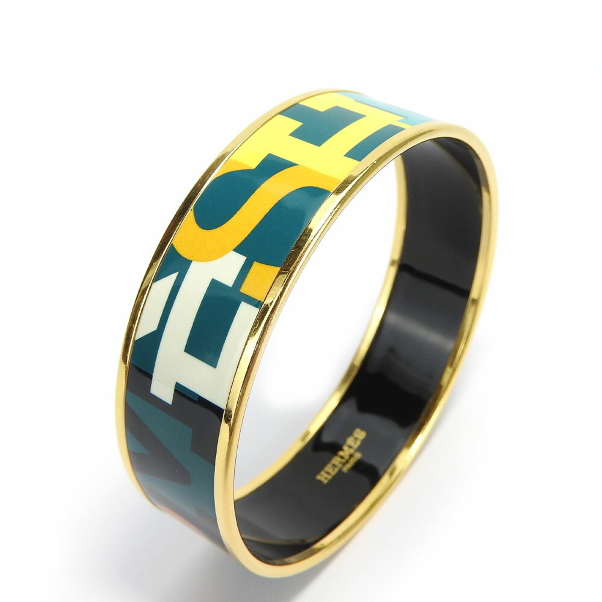 Hermes bracelet, enamel, metal, green, multicolor, O stamp, women's, HERMES