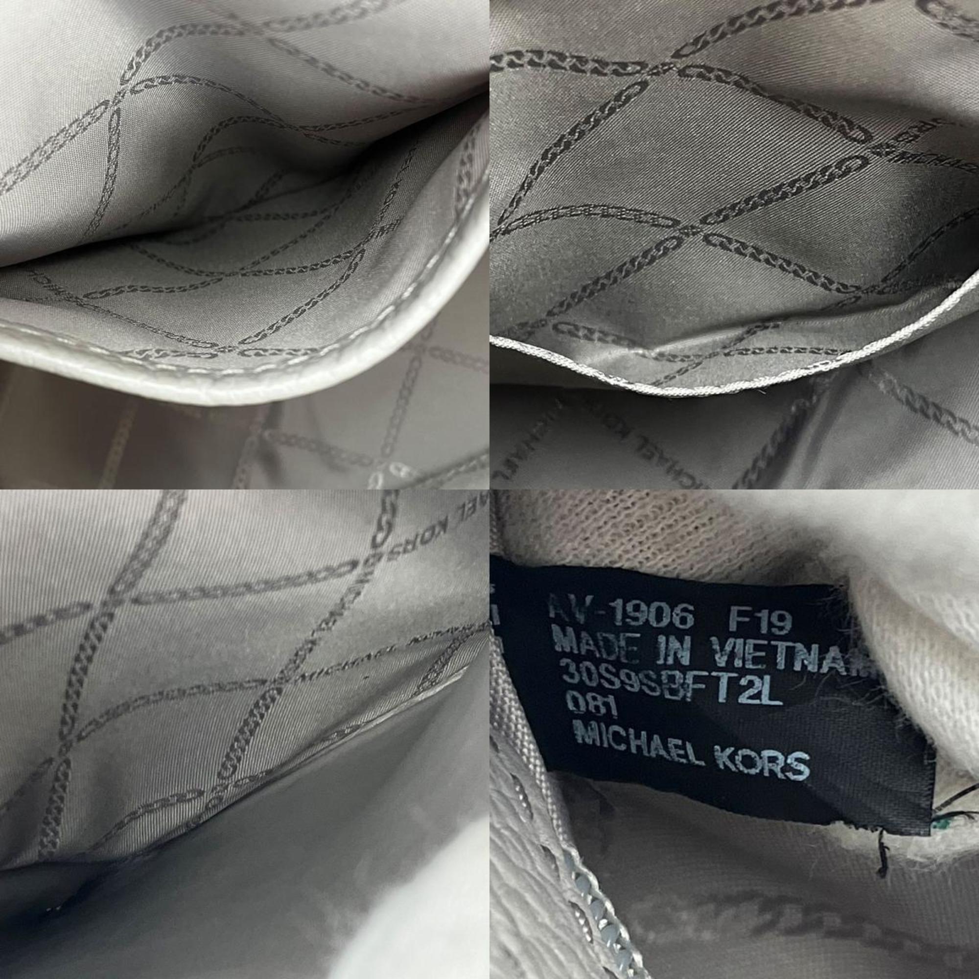 Michael Kors Tote Bag 30S9SBFT2L Leather Gray Beige Women's
