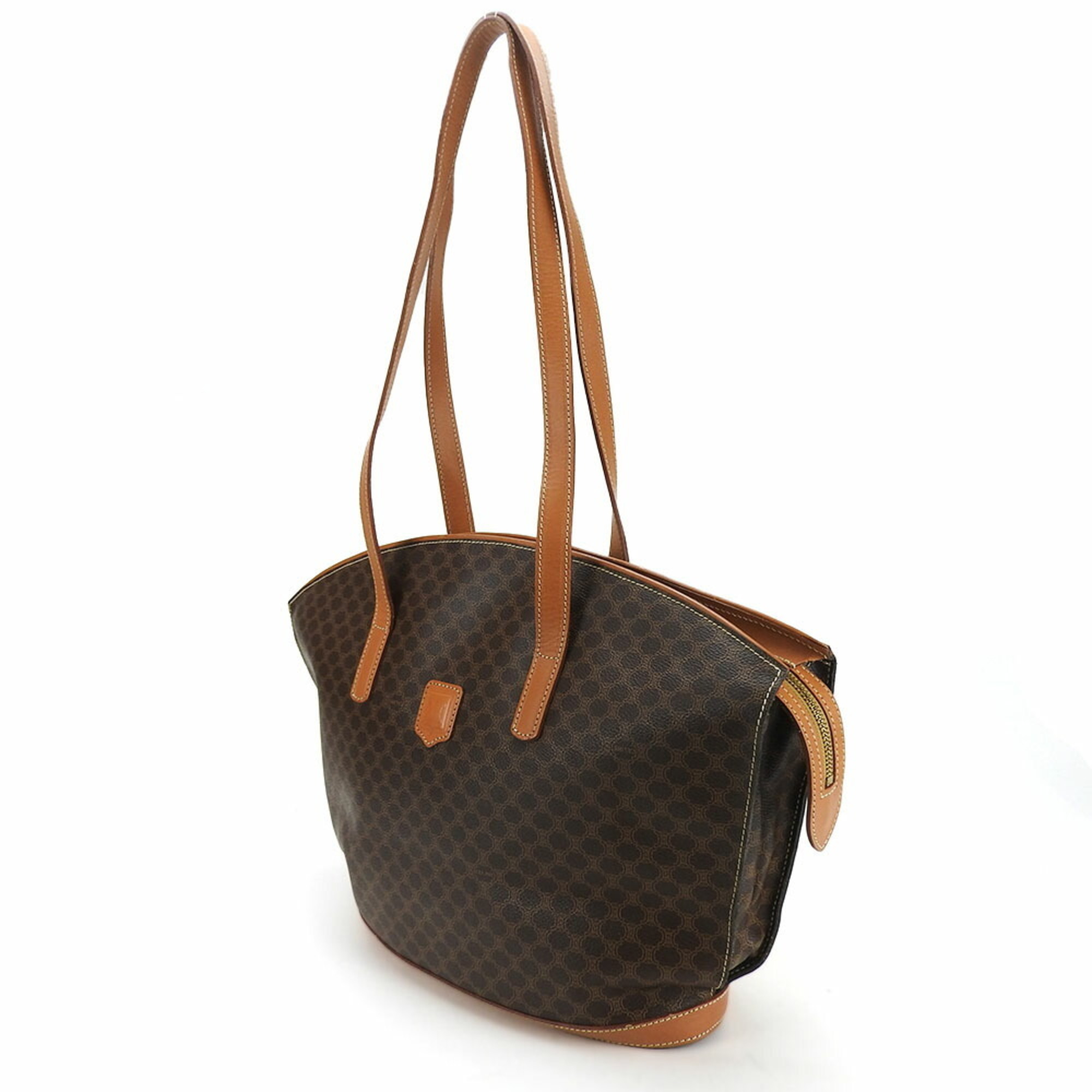 CELINE Tote Bag Macadam Leather Brown Women's