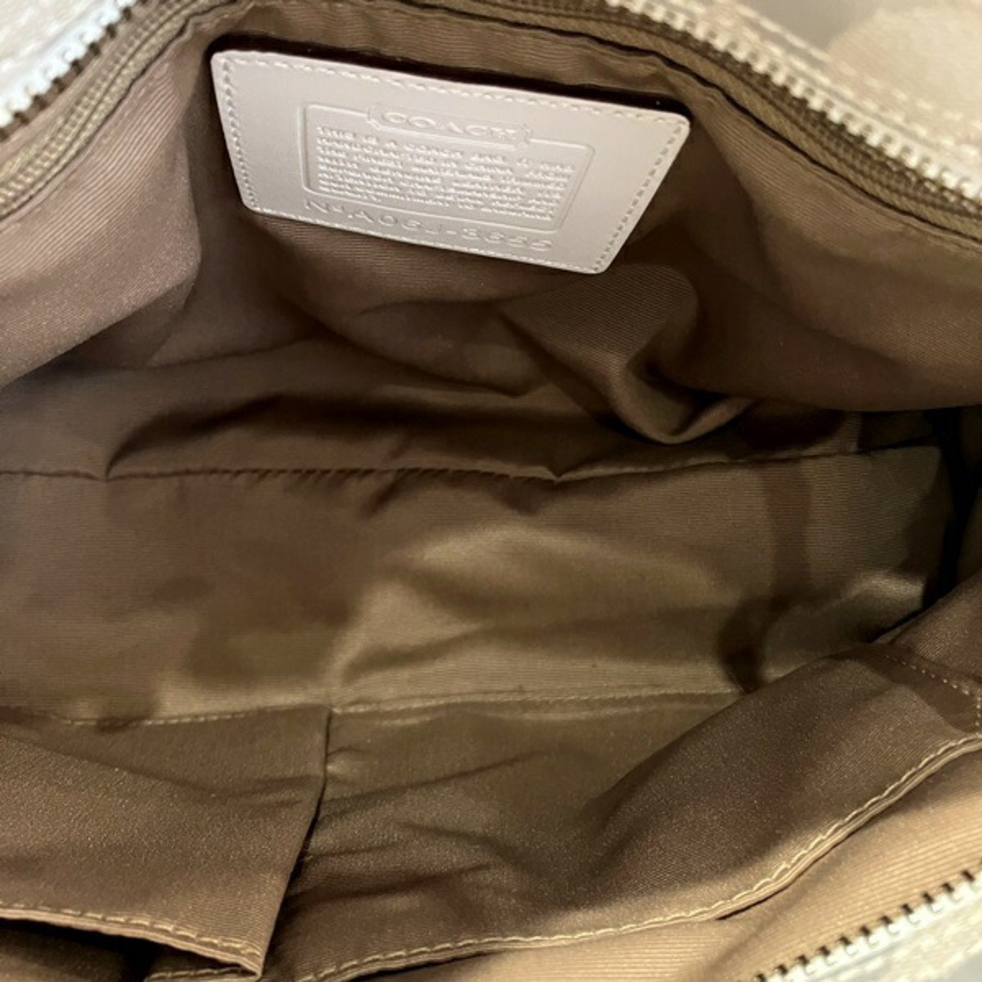 Coach COACH Signature 3655 Off-white x Gold Brown Canvas Leather Bag Handbag Women's
