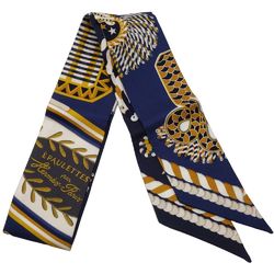 HERMES Scarf Twilly Ceremonial Epaulets EPAULETTES DE GALA Silk Multicolor Navy 180507