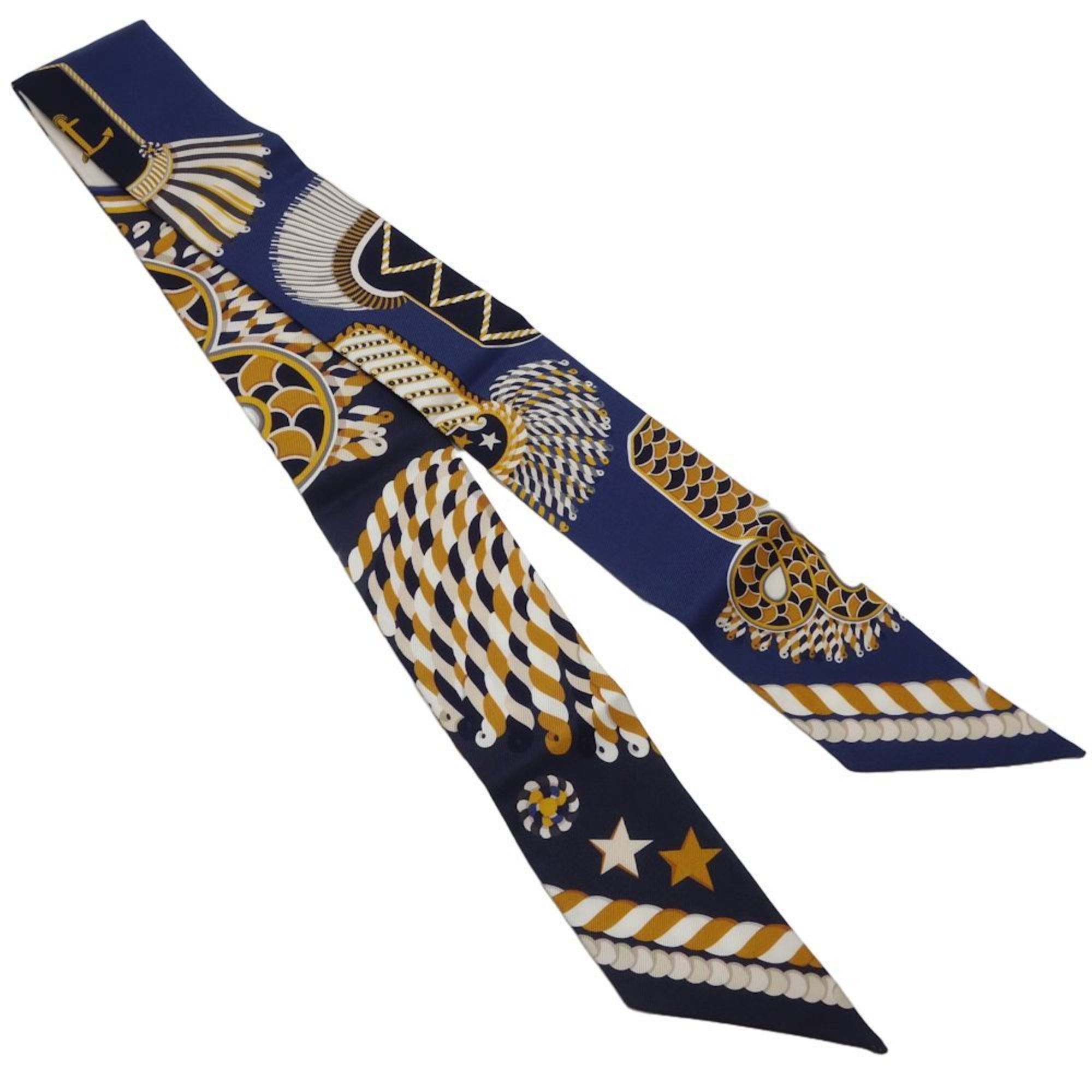 HERMES Scarf Twilly Ceremonial Epaulets EPAULETTES DE GALA Silk Multicolor Navy 180507