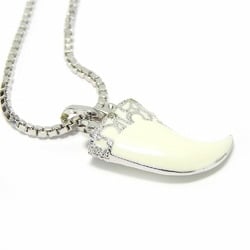 Christian Dior Necklace Metal Silver White Fang Motif Plated Women's