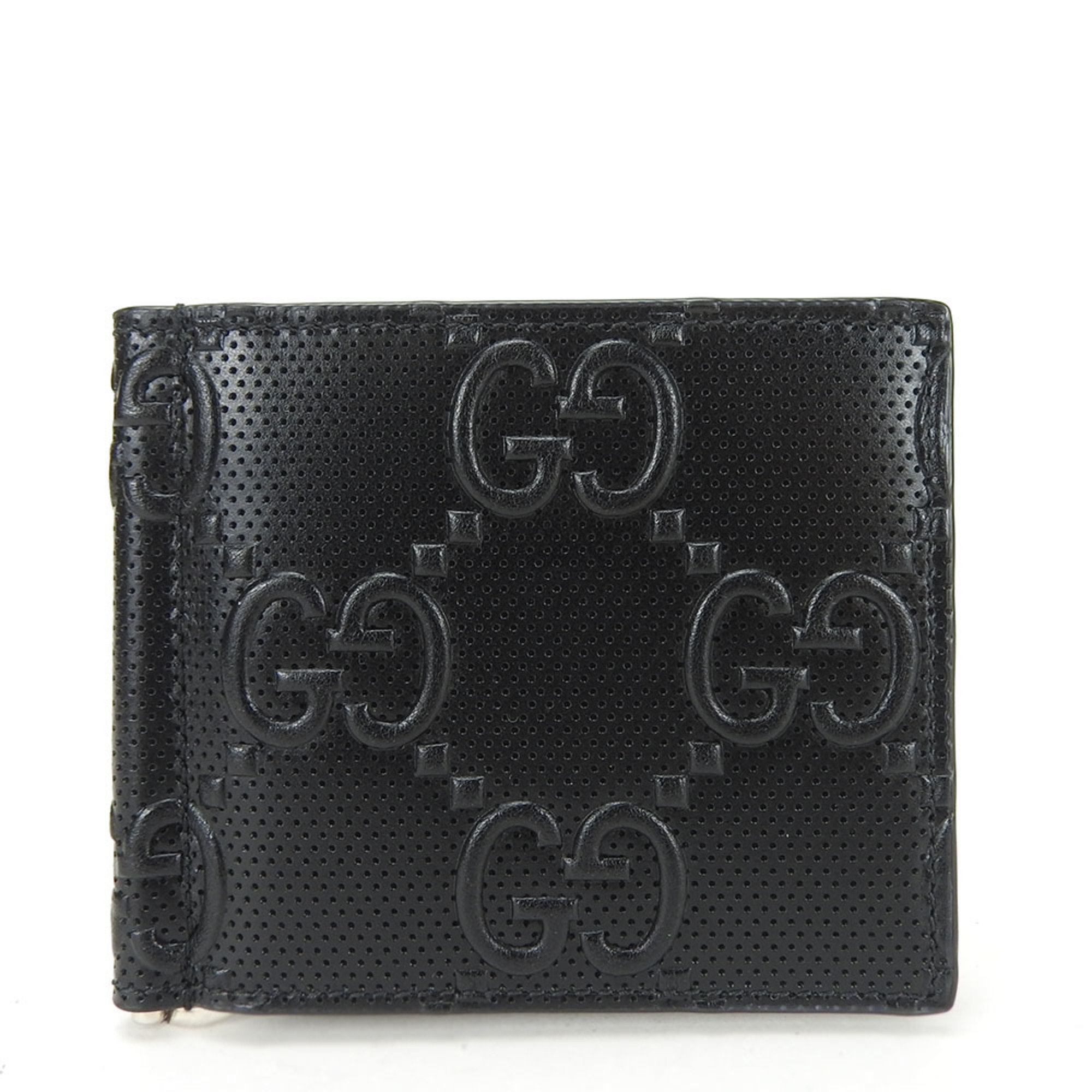 Gucci Wallet 676656 GG Embossed Black Accessory Money Clip Men's GUCCI