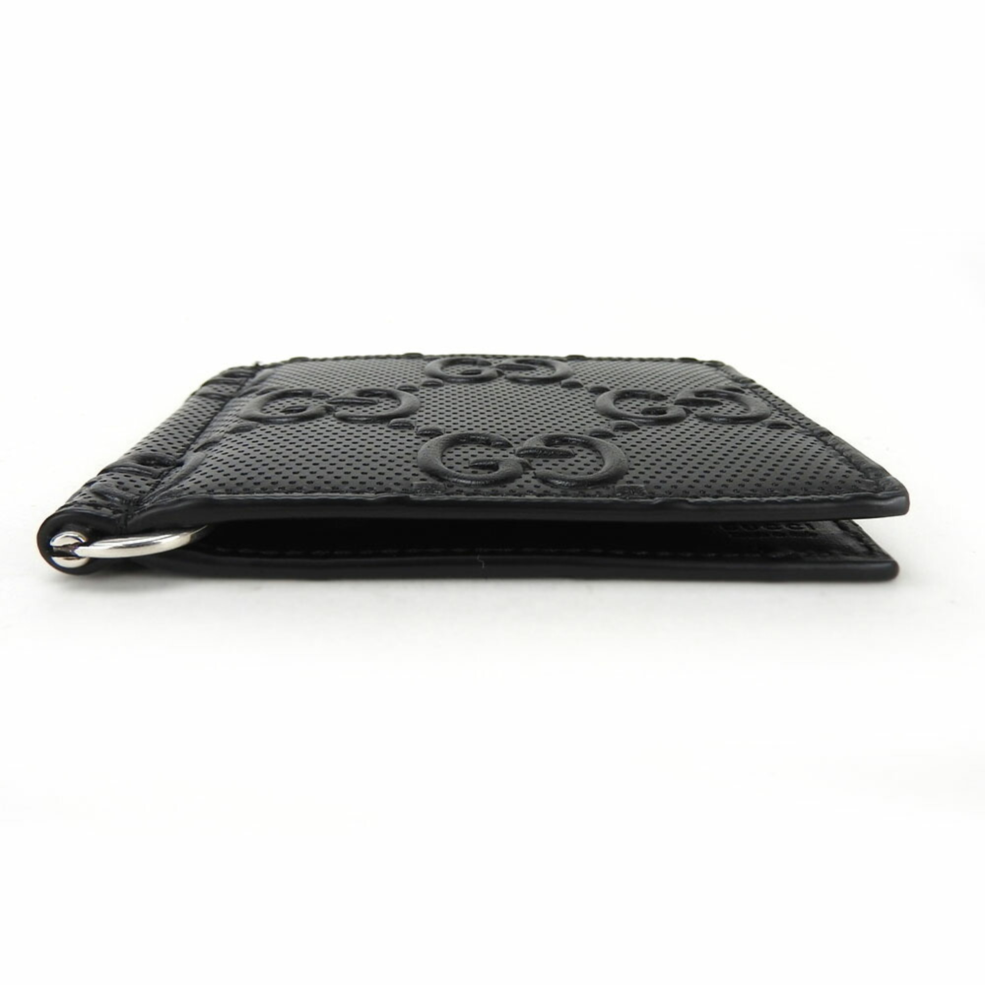 Gucci Wallet 676656 GG Embossed Black Accessory Money Clip Men's GUCCI