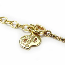 Christian Dior Necklace Metal Gold Heart Rhinestone Women's