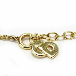 Christian Dior Necklace Metal Gold Heart Rhinestone Women's