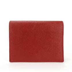 Prada Bi-fold Wallet Leather Red Saffiano Compact Women's PRADA