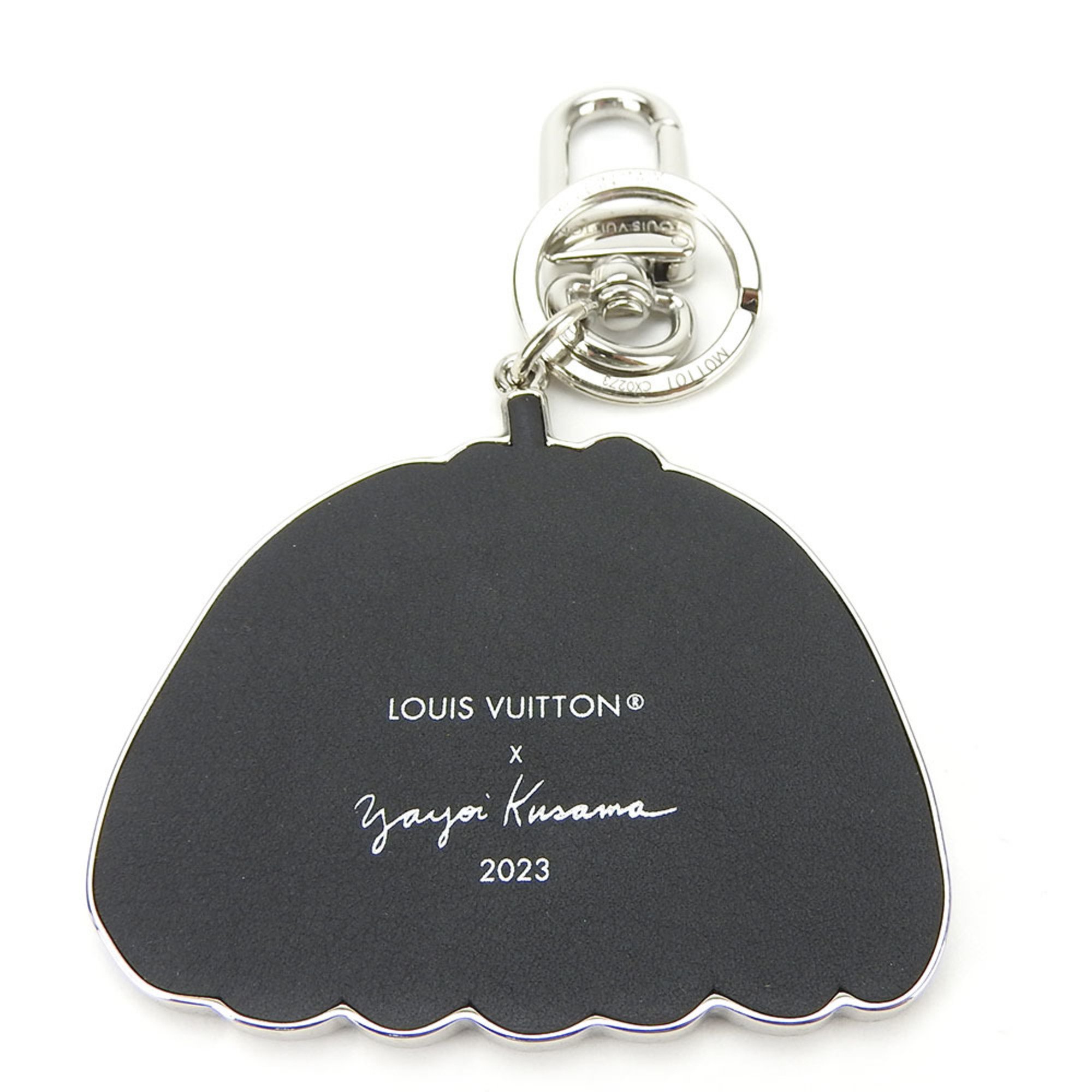 Louis Vuitton Keyring Portocle Pumpkin M01101 yayoi kusama Leather Metal Blue Bag Charm Dots Women's Men's LOUIS VUITTON
