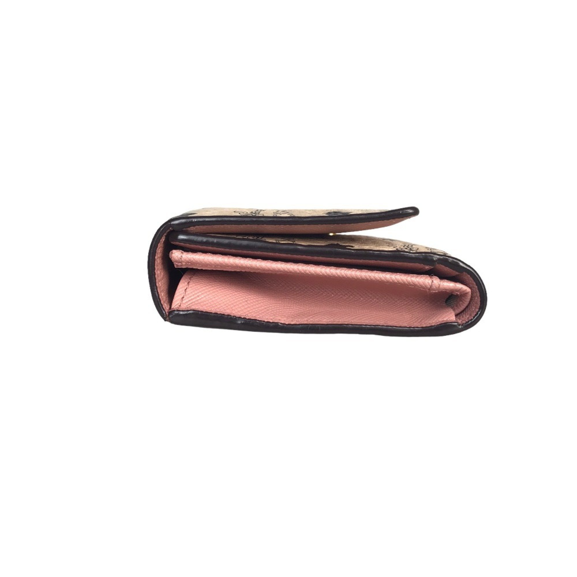 MCM Visetos Long Wallet for Women, Leather, Pink, Bi-Fold, MYL6SVC69IG001