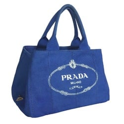 PRADA Prada Canapa Handbag Tote Bag Women's Canvas Blue BN1877