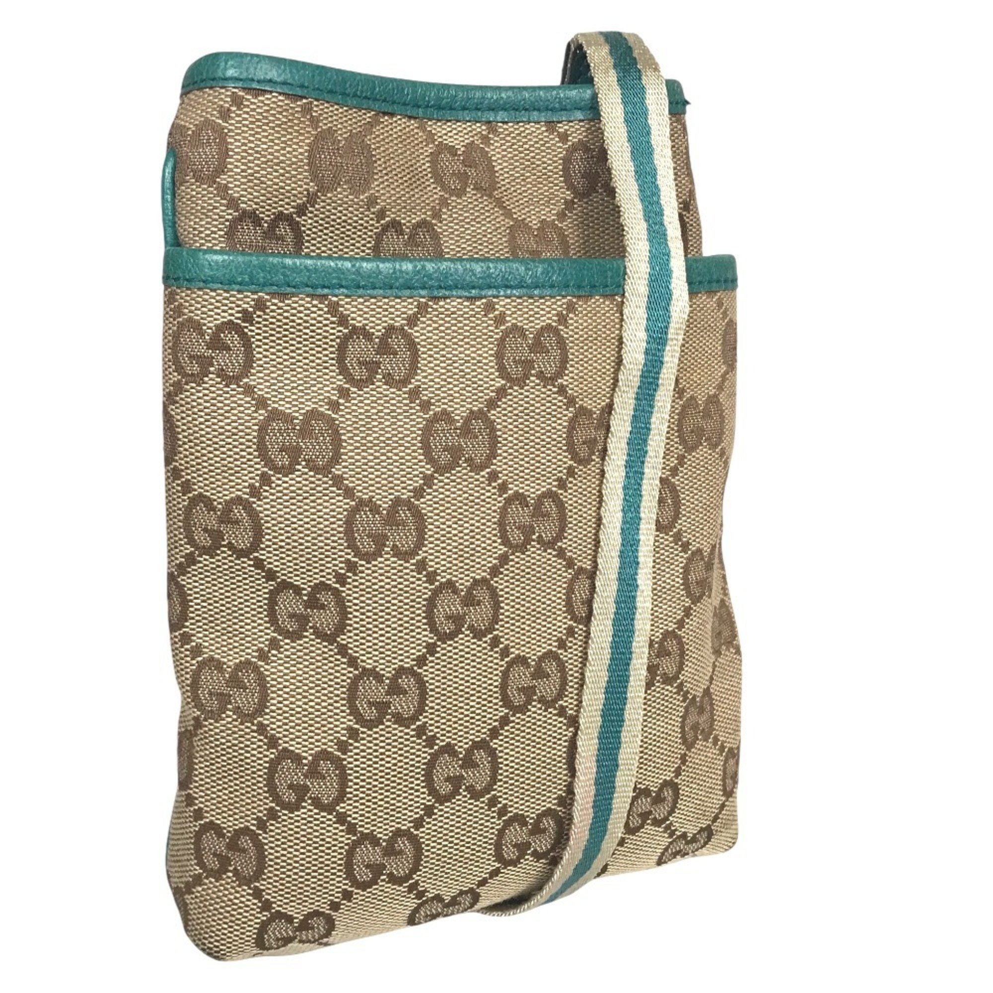 GUCCI Crossbody Shoulder Bag for Women GG Canvas Brown Green 141863 001998