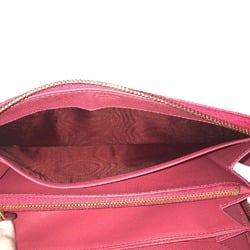 PRADA Prada Round Zip Long Wallet for Women Leather Pink Wine Red 1M1157