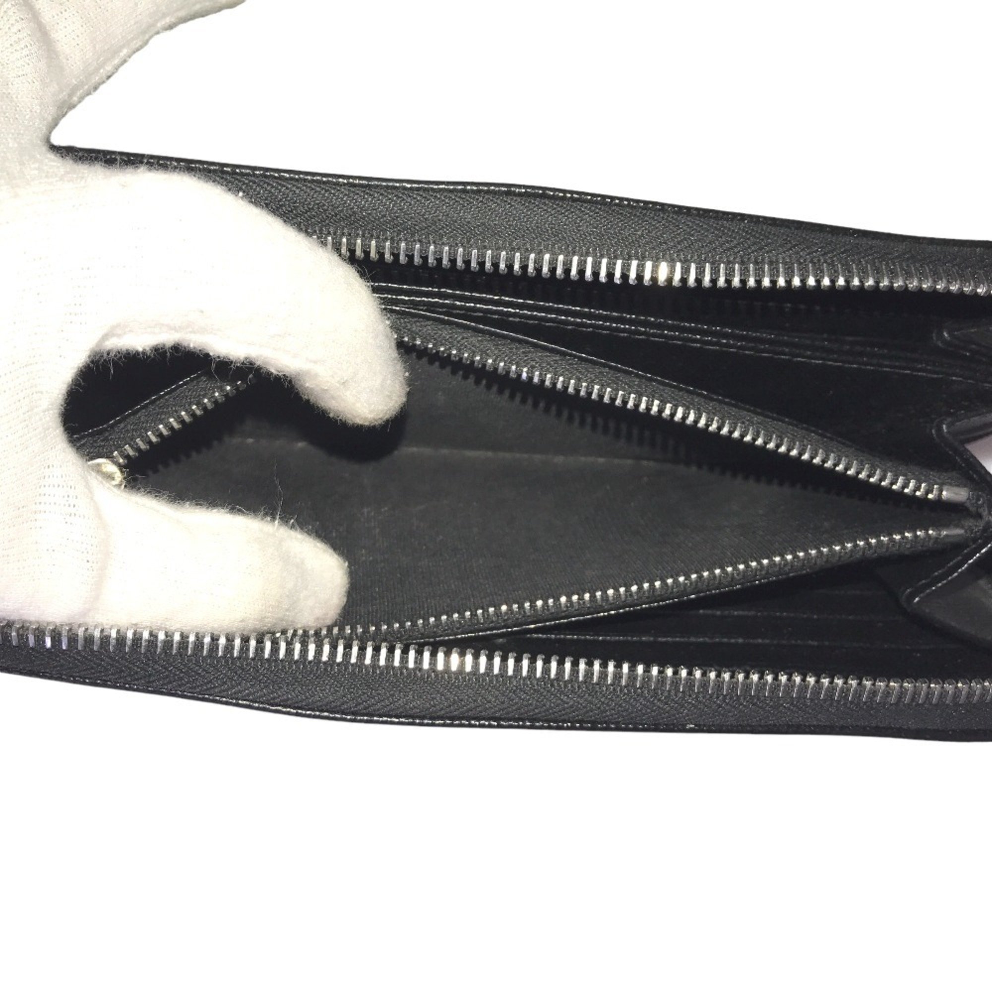 PRADA Saffiano Round Zip Long Wallet for Men, Leather, Black, 2ML317