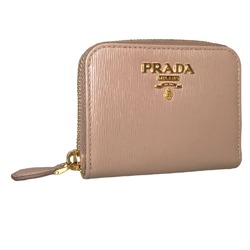 PRADA Saffiano Round Zip Wallet/Coin Case for Women, Leather, Pink, 1MM268