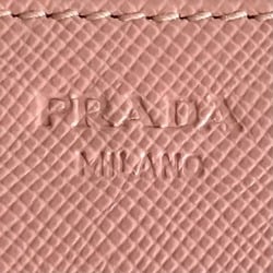 PRADA Prada Saffiano Round Zip Long Wallet for Women, Leather, Pink, Bi-Fold, 1M1265