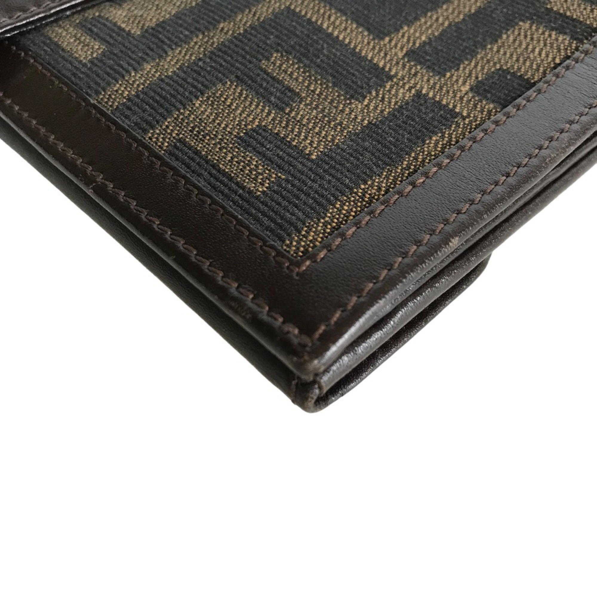 FENDI Zucca Long Wallet for Women, Canvas, Brown, Bi-fold, 660 9980 1988