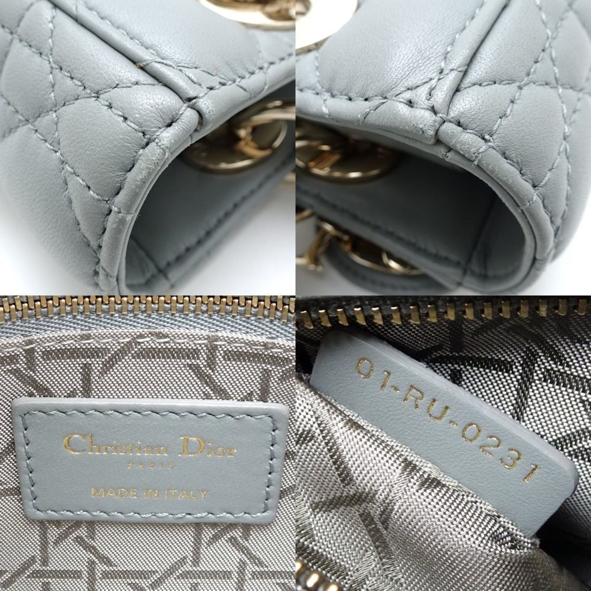 Christian Dior My Lady MO5320 Shoulder Bag Cannage Lambskin Grey 351324