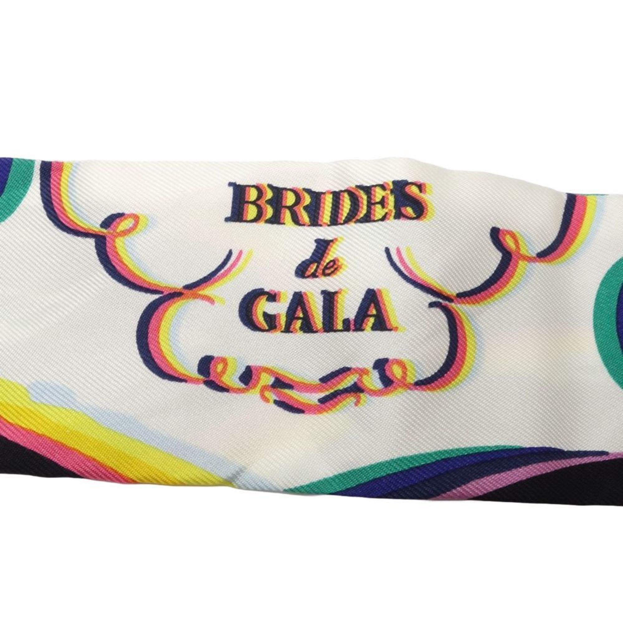 HERMES Scarf Twilly Ceremonial Bridle BRIDES de GALA Silk Multicolor Black 180541
