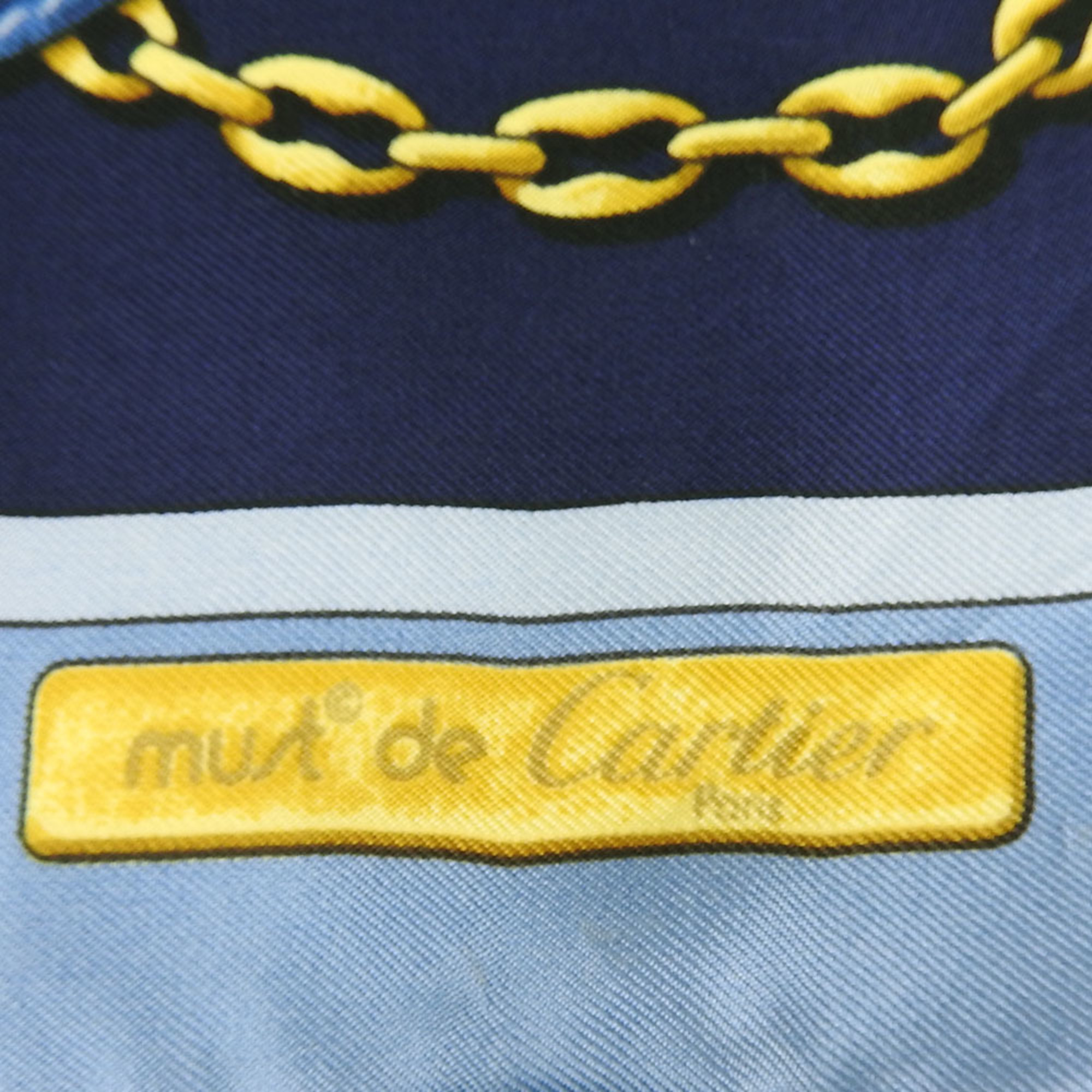 Cartier Scarf Must Line Silk Light Blue Accessories Women's CARTIER