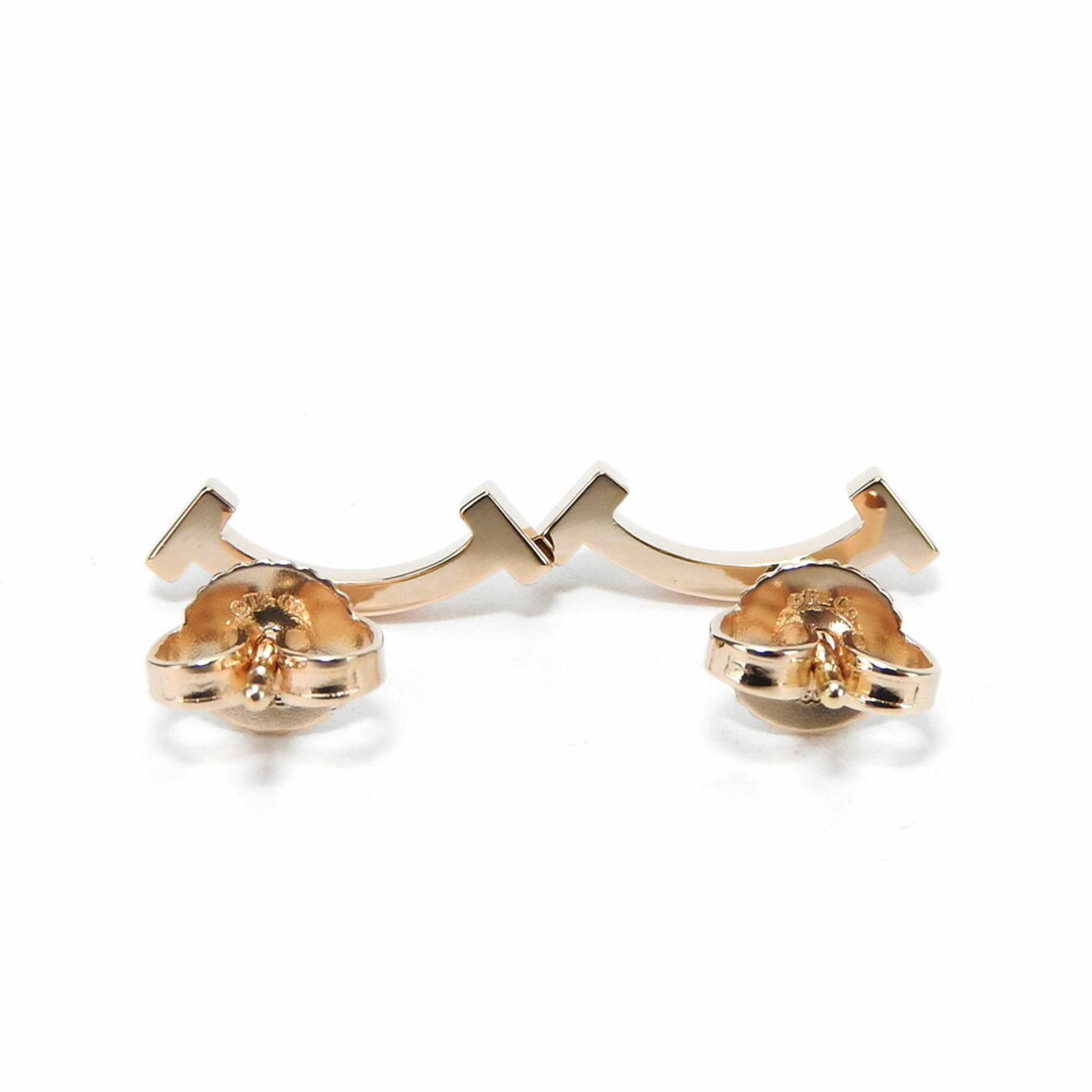 Tiffany earrings, T Smile, K18PG, approx. 1.6g, pink gold, accessory, women's, TIFFANY&Co.