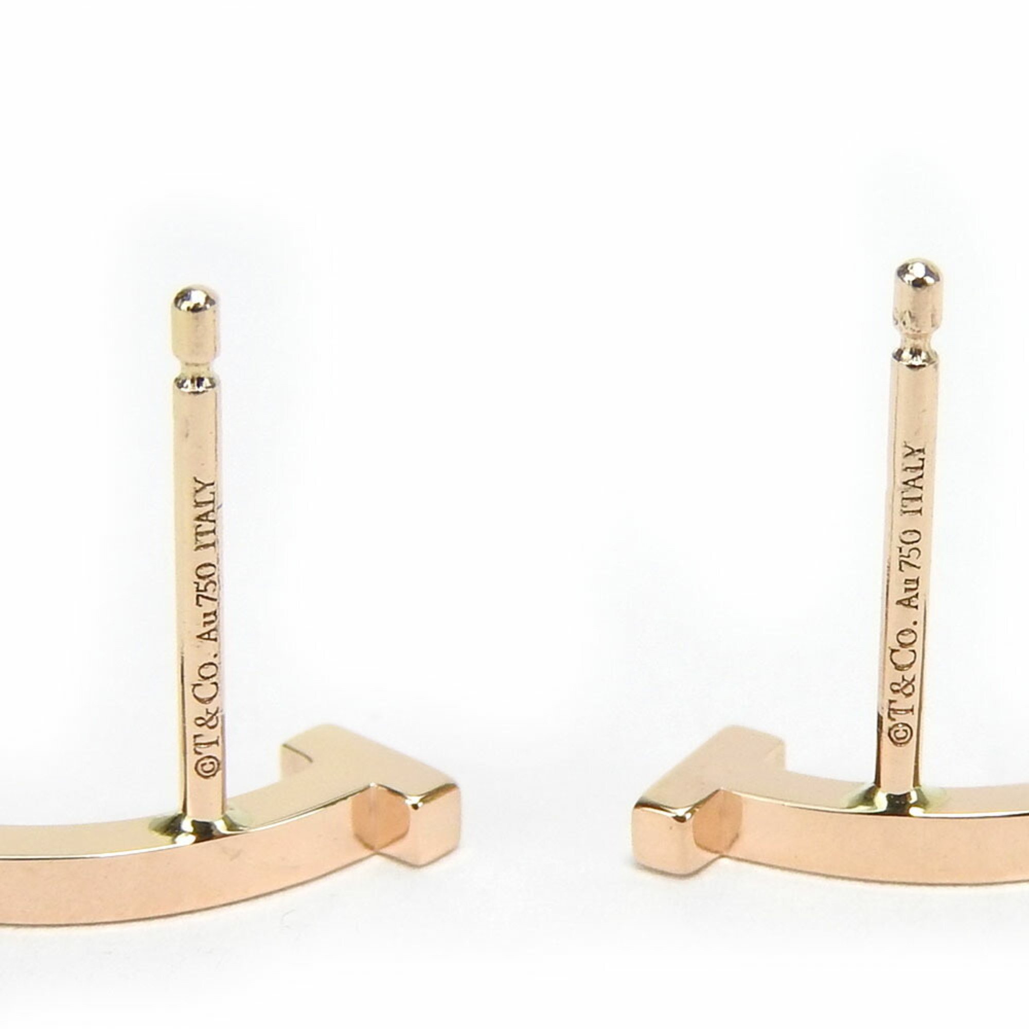 Tiffany earrings, T Smile, K18PG, approx. 1.6g, pink gold, accessory, women's, TIFFANY&Co.