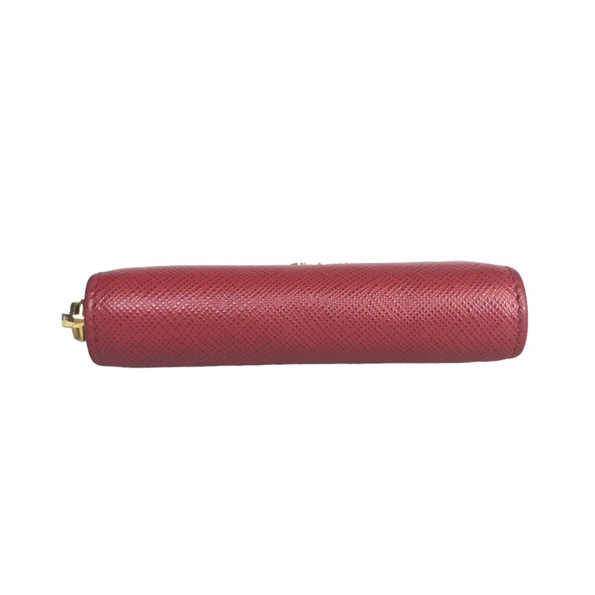 PRADA Saffiano Compact Wallet, Wallet/Coin Case, Women's, Leather, Red, 1MM268