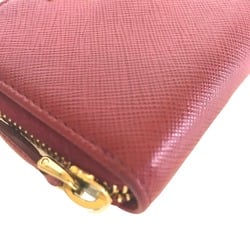 PRADA Saffiano Compact Wallet, Wallet/Coin Case, Women's, Leather, Red, 1MM268