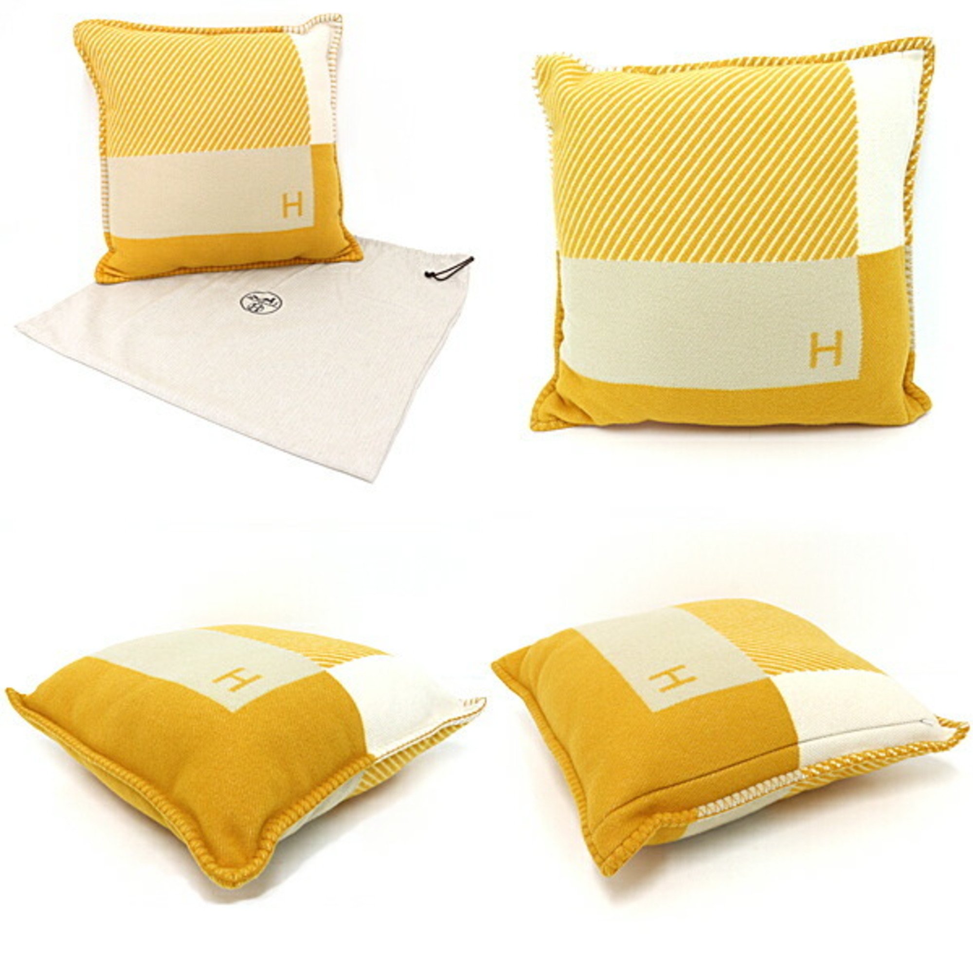 Hermes HERMES Cushion H Riviera Wool Cashmere H103423M Soleil