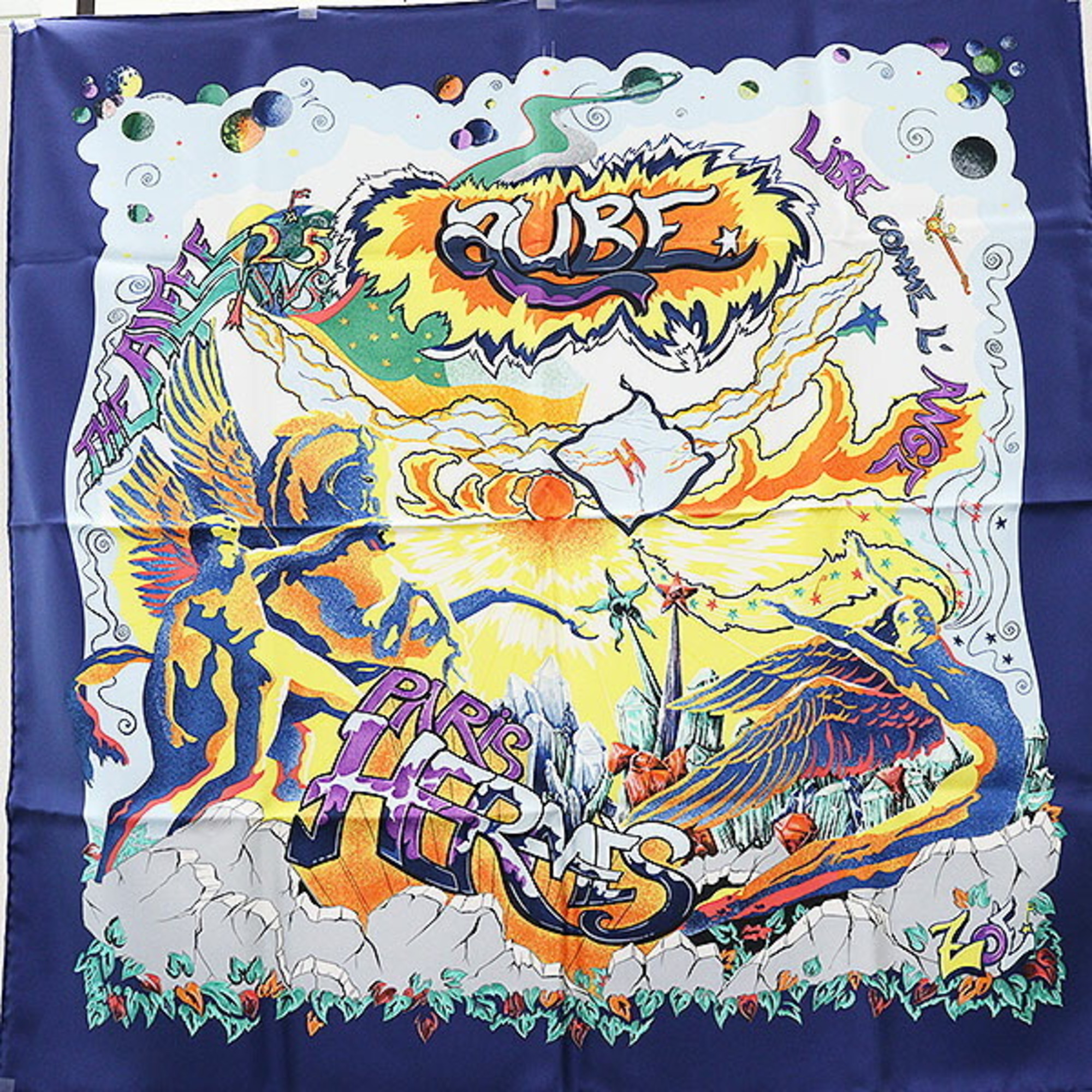 Hermes Carre 90 THE ALFEE AUBE 25th Anniversary Dawn Scarf Muffler Alfie Silk