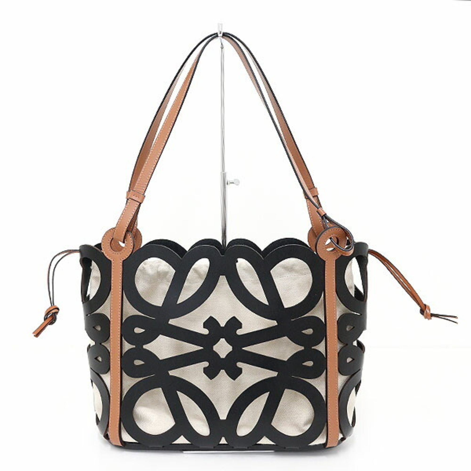 LOEWE Anagram Cutout Small Calf Black Tote Bag Inner