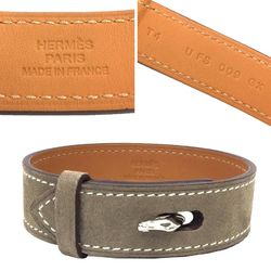 Hermes HERMES Leather Bracelet Panache Horse Head Etoupe U-shaped aq9908 10013354