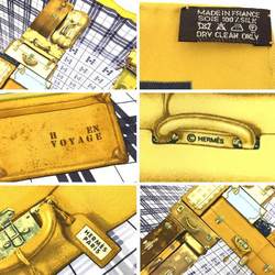 HERMES Scarf Muffler Carré 70 H EN VOYAGE Traveling Hermes Bag Pattern Trunk 100% Silk Yellow aq9867