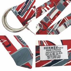 HERMES Belt CEINTURE HOMME MALTE TOILE COTON MODERNISME TROPICAL 071477UK44000 Tropical Modernism TOMATO Red Cotton Hermes