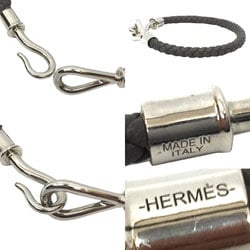 Hermes Leather Bracelet HERMES Jumbo Gray Intrecciato Tresse Men's Women's aq9906 10013238