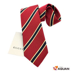 SUPER SALE - GUCCI Gucci Silk Tie Striped Red Navy 100% Men's